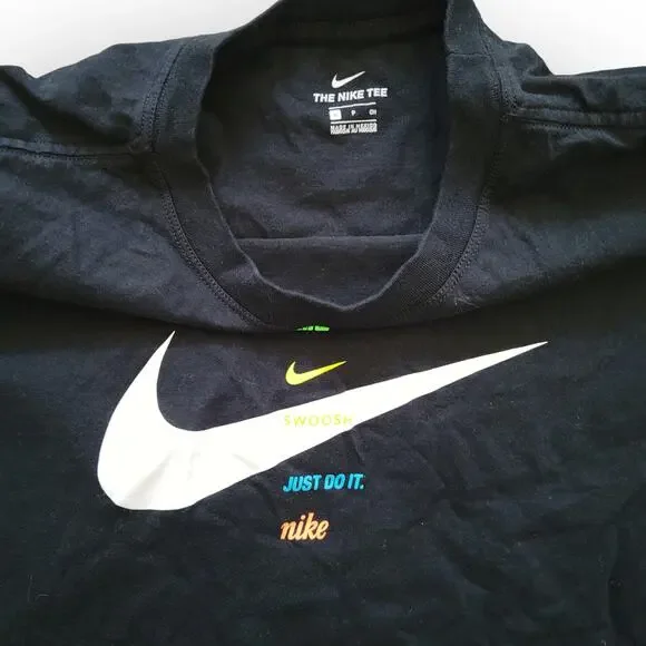 Nike The Nike Tee Crop Long Sleeve Logo Nike Swoosh Black T-Shirt Women Sz S - Picture 9 of 10